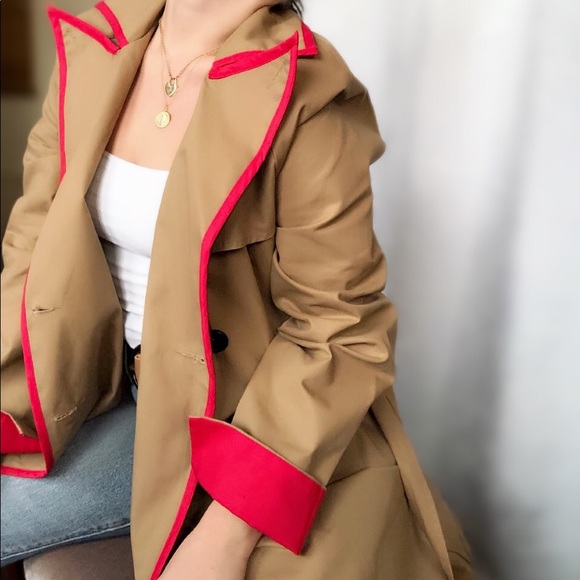 🆕Heartbeat Classic Reworked Trench Coat with Red - Picture 5 of 8